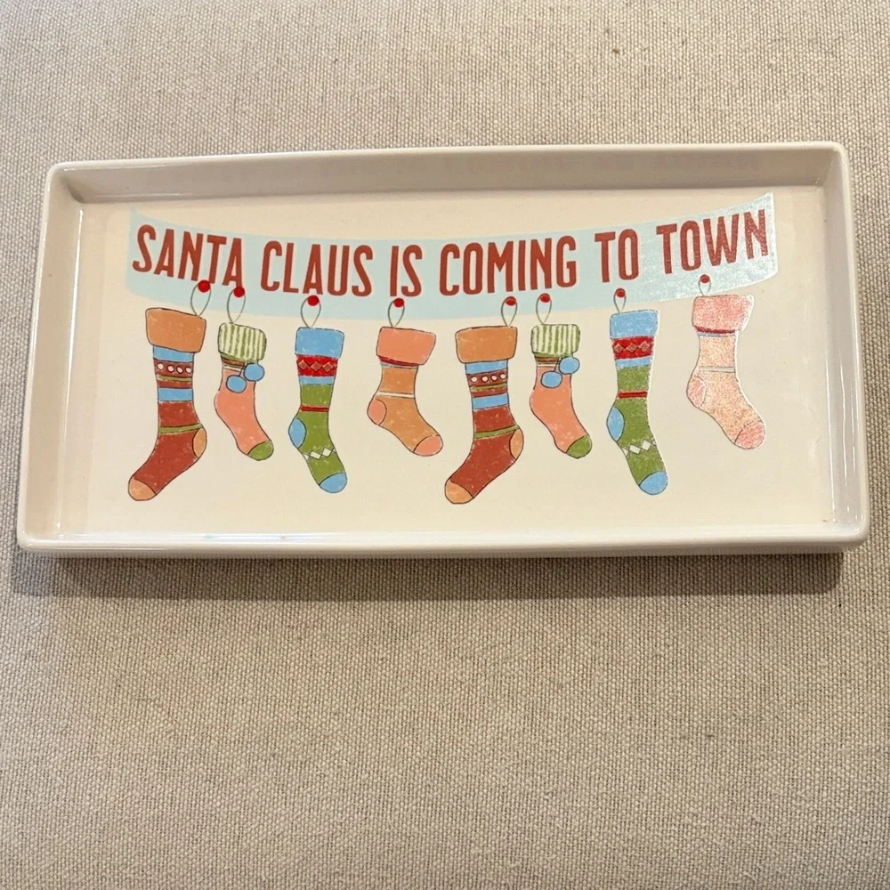 Creative Co-op Santa Stoneware Tray/NWOT